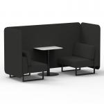 Brixworth 2 Seater Bench Booth With Black Legs And White Table With Black Leg In Synergy Fabric - Mix Panels And Sofa SF003504