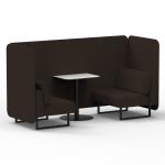 Brixworth 2 Seater Bench Booth With Black Legs And White Table With Black Leg In Synergy Fabric - Wed Panels And Sofa SF003507