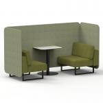 Brixworth 2 Seater Bench Booth With Black Legs And White Table With Black Leg In Rivet Fabric - Burnish Panels And Olive Sofa SF003514