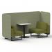 Brixworth 2 Seater Bench Booth With Black Legs And White Table With Black Leg In Rivet Fabric - Burnish Panels And Olive Sofa SF003514