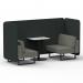 Brixworth 2 Seater Bench Booth With Black Legs And White Table With Black Leg In Rivet Fabric - Charcoal Panels And Vitreous Sofa SF003515