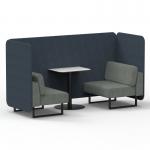 Brixworth 2 Seater Bench Booth With Black Legs And White Table With Black Leg In Rivet Fabric - Crucible Panels And Prime Sofa SF003516