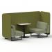 Brixworth 2 Seater Bench Booth With Black Legs And White Table With Black Leg In Rivet Fabric - Olive Panels And Burnish Sofa SF003517
