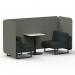 Brixworth 2 Seater Bench Booth With Black Legs And White Table With Black Leg In Rivet Fabric - Vitreous Panels And Charcoal Sofa SF003519