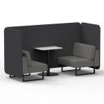 Brixworth 2 Seater Bench Booth With Black Legs And White Table With Black Leg In X2 Fabric - Arithmetic Panels And Number Sofa SF003520