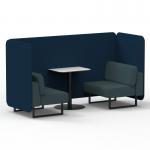 Brixworth 2 Seater Bench Booth With Black Legs And White Table With Black Leg In X2 Fabric - Calculus Panels And Polygon Sofa SF003521