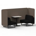 Brixworth 2 Seater Bench Booth With Black Legs And White Table With Black Leg In X2 Fabric - Theory Panels And Diameter Sofa SF003525