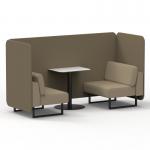 Brixworth 2 Seater Bench Booth With Black Legs And White Table With Black Leg In Main Line Flax Fabric - Bank Panels And Upminster Sofa SF003526