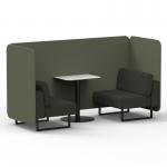Brixworth 2 Seater Bench Booth With Black Legs And White Table With Black Leg In Main Line Flax Fabric - Monument Panels And Temple Sofa SF003527