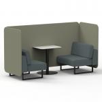 Brixworth 2 Seater Bench Booth With Black Legs And White Table With Black Leg In Main Line Flax Fabric - Newbury Panels And Westminster Sofa SF003528