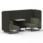 Brixworth 2 Seater Bench Booth With Black Legs And White Table With Black Leg In Main Line Flax Fabric - Temple Panels And Monument Sofa SF003529