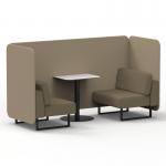 Brixworth 2 Seater Bench Booth With Black Legs And White Table With Black Leg In Main Line Flax Fabric - Upminster Panels And Bank Sofa SF003530