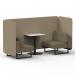 Brixworth 2 Seater Bench Booth With Black Legs And White Table With Black Leg In Main Line Flax Fabric - Upminster Panels And Bank Sofa SF003530