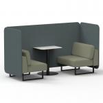 Brixworth 2 Seater Bench Booth With Black Legs And White Table With Black Leg In Main Line Flax Fabric - Westminster Panels And Newbury Sofa SF003531