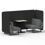 Brixworth 2 Seater Bench Booth With Black Legs And White Table With Black Leg In Synergy Fabric - Mix Panels And Partner Sofa SF003534