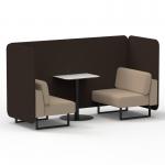 Brixworth 2 Seater Bench Booth With Black Legs And White Table With Black Leg In Synergy Fabric - Wed Panels And Affix Sofa SF003537