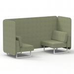 Brixworth 2 Seater Bench Booth With White Legs In Rivet Fabric - Burnish Panels And Sofa SF003544