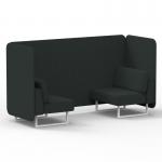 Brixworth 2 Seater Bench Booth With White Legs In Rivet Fabric - Charcoal Panels And Sofa SF003545