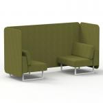 Brixworth 2 Seater Bench Booth With White Legs In Rivet Fabric - Olive Panels And Sofa SF003547