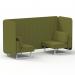 Brixworth 2 Seater Bench Booth With White Legs In Rivet Fabric - Olive Panels And Sofa SF003547