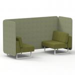 Brixworth 2 Seater Bench Booth With White Legs In Rivet Fabric - Burnish Panels And Olive Sofa SF003574