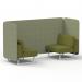 Brixworth 2 Seater Bench Booth With White Legs In Rivet Fabric - Burnish Panels And Olive Sofa SF003574