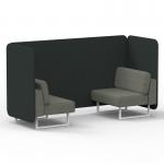 Brixworth 2 Seater Bench Booth With White Legs In Rivet Fabric - Charcoal Panels And Vitreous Sofa SF003575