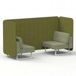 Brixworth 2 Seater Bench Booth With White Legs In Rivet Fabric - Olive Panels And Burnish Sofa SF003577