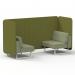 Brixworth 2 Seater Bench Booth With White Legs In Rivet Fabric - Olive Panels And Burnish Sofa SF003577