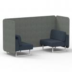 Brixworth 2 Seater Bench Booth With White Legs In Rivet Fabric - Prime Panels And Crucible Sofa SF003578