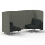 Brixworth 2 Seater Bench Booth With White Legs In Rivet Fabric - Vitreous Panels And Charcoal Sofa SF003579