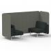 Brixworth 2 Seater Bench Booth With White Legs In Rivet Fabric - Vitreous Panels And Charcoal Sofa SF003579
