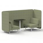 Brixworth 2 Seater Bench Booth With White Legs And Black Table With White Leg In Rivet Fabric - Burnish Panels And Sofa SF003604