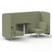 Brixworth 2 Seater Bench Booth With White Legs And Black Table With White Leg In Rivet Fabric - Burnish Panels And Sofa SF003604