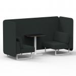 Brixworth 2 Seater Bench Booth With White Legs And Black Table With White Leg In Rivet Fabric - Charcoal Panels And Sofa SF003605
