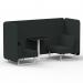 Brixworth 2 Seater Bench Booth With White Legs And Black Table With White Leg In Rivet Fabric - Charcoal Panels And Sofa SF003605