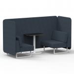 Brixworth 2 Seater Bench Booth With White Legs And Black Table With White Leg In Rivet Fabric - Crucible Panels And Sofa SF003606