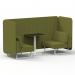 Brixworth 2 Seater Bench Booth With White Legs And Black Table With White Leg In Rivet Fabric - Olive Panels And Sofa SF003607