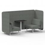 Brixworth 2 Seater Bench Booth With White Legs And Black Table With White Leg In Rivet Fabric - Prime Panels And Sofa SF003608