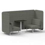 Brixworth 2 Seater Bench Booth With White Legs And Black Table With White Leg In Rivet Fabric - Vitreous Panels And Sofa SF003609