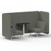 Brixworth 2 Seater Bench Booth With White Legs And Black Table With White Leg In Rivet Fabric - Vitreous Panels And Sofa SF003609