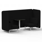 Brixworth 2 Seater Bench Booth With White Legs And Black Table With White Leg In X2 Fabric - Diameter Panels And Sofa SF003612