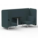 Brixworth 2 Seater Bench Booth With White Legs And Black Table With White Leg In X2 Fabric - Polygon Panels And Sofa SF003614