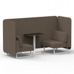 Brixworth 2 Seater Bench Booth With White Legs And Black Table With White Leg In X2 Fabric - Theory Panels And Sofa SF003615