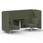 Brixworth 2 Seater Bench Booth With White Legs And Black Table With White Leg In Main Line Flax Fabric - Monument Panels And Sofa SF003617
