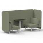 Brixworth 2 Seater Bench Booth With White Legs And Black Table With White Leg In Main Line Flax Fabric - Newbury Panels And Sofa SF003618