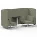 Brixworth 2 Seater Bench Booth With White Legs And Black Table With White Leg In Main Line Flax Fabric - Newbury Panels And Sofa SF003618