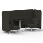 Brixworth 2 Seater Bench Booth With White Legs And Black Table With White Leg In Main Line Flax Fabric - Temple Panels And Sofa SF003619