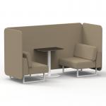Brixworth 2 Seater Bench Booth With White Legs And Black Table With White Leg In Main Line Flax Fabric - Upminster Panels And Sofa SF003620