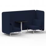 Brixworth 2 Seater Bench Booth With White Legs And Black Table With White Leg In Synergy Fabric - Alike Panels And Sofa SF003623